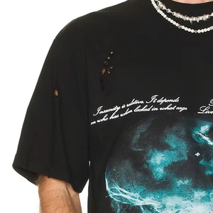 เสื้อยืดถักแขนสั้นสำหรับผู้ชายเสื้อยืดโอเวอร์ไซส์สไตล์วินเทจผ้าฟอกกรดซีดจางใส่สบาย2025 - Product Image 4