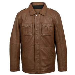 Veste en cuir et toile marron foncé vintage avec logo brodé personnalisé, coupe décontractée, respirante, séchage rapide, pour homme, idéale pour l'hiver - Product Image 5