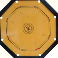 Jeux de carrom d'intérieur avec logo personnalisé, forme ronde en bois avec des jetons disponibles en différentes tailles à un prix avantageux