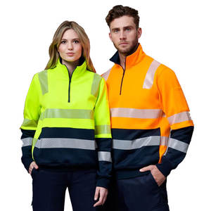 Taped Hi Vis Zip Front <b>Fleece</b> Hoodie Unisex Biomotion Vic Rail Safety <b>Jumper</b> Reflex Hi-Vis Sweatshirt - Product Image 1