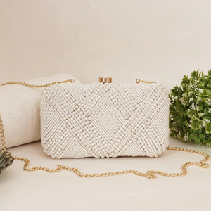 กระเป๋าคลัทช์ปักลูกปัดของผู้หญิงหรูหราทำด้วยมือ2024ผ้าฝ้ายผ้าซับในปาร์ตี้งานแต่งงานเครื่องประดับร่างกายแฟชั่นพร้อมเดินชายหาด - Product Image 1