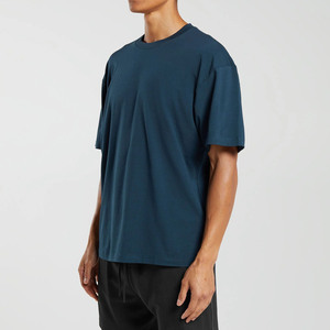 OEM/ODM Drop Shoulder Heavyweight Knitted O-Neck T-Shirt Men Custom Blank 100% Cotton 200 Grams Loose Fit Sporty Heat-Transfer - Product Image 5
