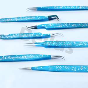 Pinzas para pestañas postizas azules y negras, herramientas para pestañas con logotipo personalizado de acero inoxidable, pinzas para maquillaje, DHL FedEx OEM disponible - Product Image 4