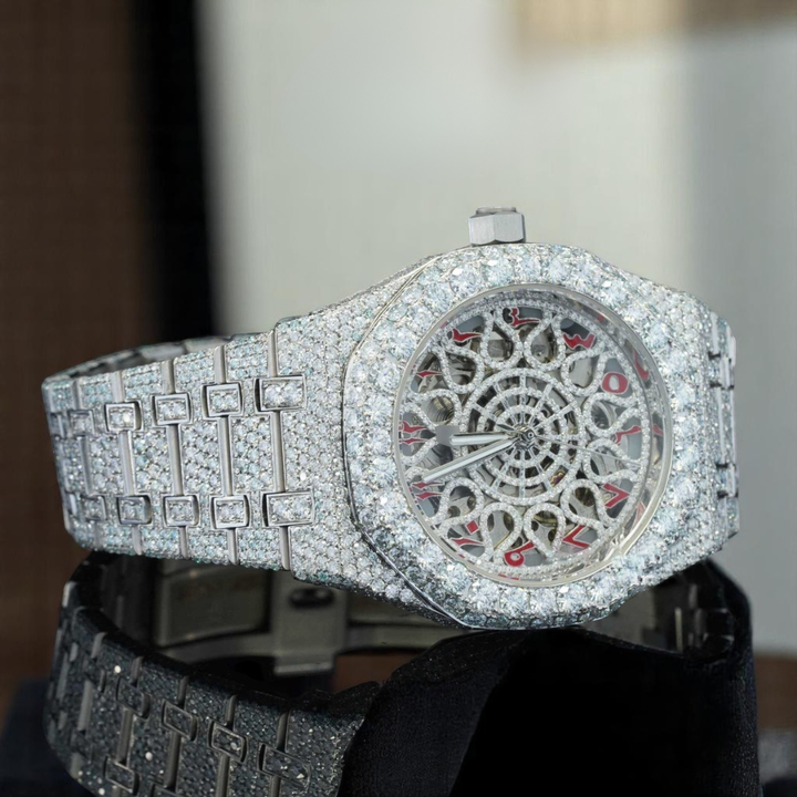 นาฬิกา Moissanite สแตนเลสสำหรับผู้ชายเครื่องประดับเพชรที่กำหนดเองขายส่ง