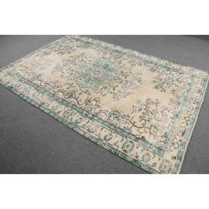 Grand tapis turc 5,8x8,7 pieds, tapis en laine vintage camouflage vert - Product Image 2