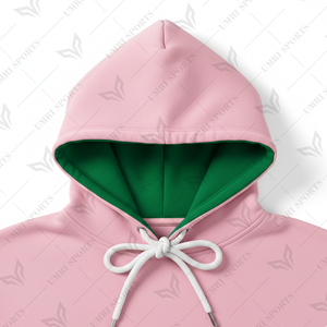 Sudadera con Capucha Personalizada con Logotipo, Bloques de Color Rosa y Verde, Sudadera de Invierno, Felpa Suave, Estilo Casual Urbano, con Bolsillo Canguro, Unisex - Product Image 3