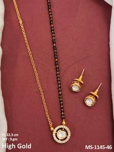 Forma redonda Kundan piedras accesorios de joyería alto oro pulido piedras completas Kundan diseñador Mangalsutra conjuntos de joyería - Product Image 4