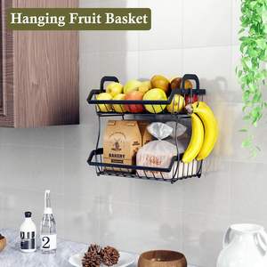 2 Tier Fruit <b>Basket</b> Bowl Farmhouse for <b>Kitchen</b> Countertop Detachable Metal Food Storage <b>Basket</b> Stand Holder - Product Image 4