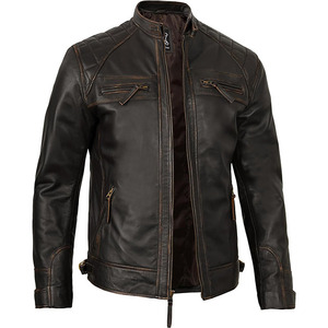 2024 veste de moto en cuir d'hiver pour hommes avec col montant mode tendance en gros High Street Style - Product Image 3