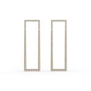 Boucles d'oreilles pendantes géométriques avec diamant rond de 2,459 carats, monture rectangulaire, en or rose, blanc et jaune 18 carats, serties pavé - Product Image 1