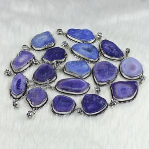 Púrpura Solar cuarzo rebanada colgante collar bisel ajuste incrustaciones tecnología niñas venta al por mayor joyería suministro regalo para mujeres - Product Image 5