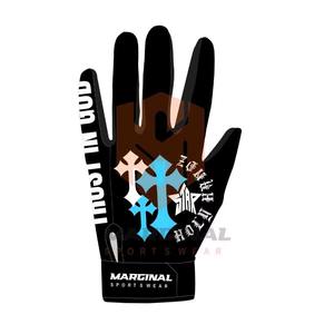 Nouvelle conception, couleur personnalisable, gants de football américain à doigts complets, sangle de poignet réglable, fermeture à boucle et crochet, antidérapant, sport - Product Image 2