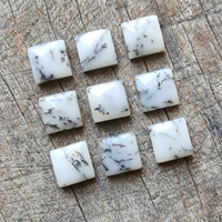 ELMA GEMS Batu Akik Dendrit Alami Bentuk Persegi Putih Hitam 5-30mm Dapat Disesuaikan Berkualitas Tinggi Buatan Tangan untuk Pembuatan Perhiasan