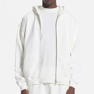 Sudadera con capucha térmica con cremallera para hombre de peso pesado personalizada 2024, sudadera con cremallera completa transpirable de algodón con bordado personalizado de felpa francesa para hombre - Product Image 2