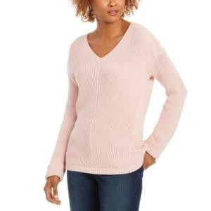 Maglione con Cappuccio da Donna Charter Club in Cotone Premium Testurizzato con Scollo a V, Casual, Moda Autunno Inverno, Logo Frontale, Rosa, Taglia Piccola - Product Image 1