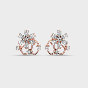 IGI Certified Lab Grown Diamond Floral Swirl Stud <b>Earrings</b> 14K Yellow / White / Rose Gold Pear & Round Diamond Designer <b>Earrings</b> - Product Image 6