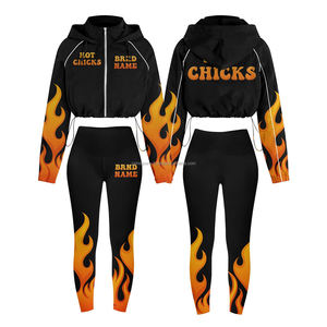 Conjunto de 2 piezas de chándal cortavientos de bloque de color personalizado de talla grande para mujer, conjunto de Jogger recortado con media cremallera, conjunto cortavientos de alta calidad - Product Image 5