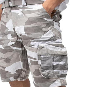 Pantalones cortos cargo de trabajo informales para hombre, venta al por mayor, cintura media, algodón transpirable, cintura elástica, cierre, patrón de camuflaje sólido - Product Image 3