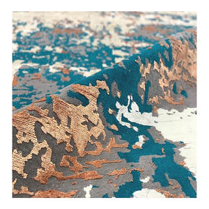 Alfombra a medida brillante suave 3D de corte alto y bajo de seda para el hogar, interior moderno para oficina, hecha a mano, anudada a mano, Indo, nepalí, tibetano, 100 nudos - Product Image 4