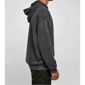 Sweats à capuche en molleton vierge surdimensionné avec logo personnalisé broderie sans ficelle 500g poids lourd vêtements de rue sweats à capuche unis pour hommes - Product Image 4