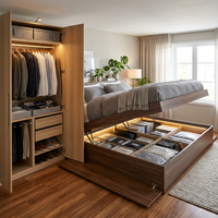 Ensemble de lit tatami intégré de luxe moderne et personnalisé, armoire, meubles modulaires de chambre à coucher, salle à manger, rangement, écologique, gain de place