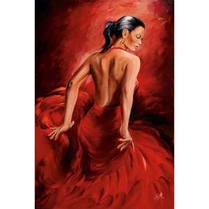 Red Dancer Flamenco <b>Poster</b> by R. Magrini Canvas Wall Art - Product Image 1