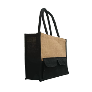 ถุงช้อปปิ้งผ้ากระสอบที่เป็นมิตรต่อสิ่งแวดล้อมและย่อยสลายได้มีด้ามจับบุผ้าทอ - Product Image 1