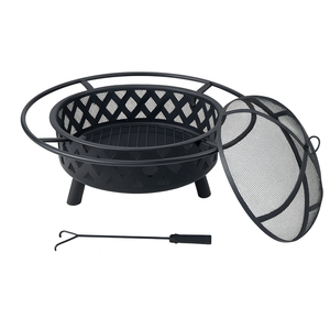 Barbecue au bois d'extérieur avec support de foyer et housse de protection pour patio et jardin - Product Image 1