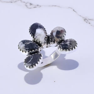 แหวนเงินแท้ประดับพลอยบาฟฟาโลแจสเปอร์ขัดเงา แหวนเงินสเตอร์ลิง และเครื่องประดับทำมือราคาขายส่ง - Product Image 2