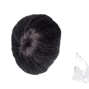 Peluca de Cabello Humano con Encaje Frontal Mono, Cabello Chino Virgen Remy, Parches de Cabello, Lacio Rizado, Ondulado Profundo, 1b+gris - Product Image 1