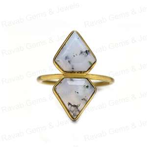 Venta de Navidad 10x14mm Ajuste de bisel Anillo de plata esterlina 925 para mujer fina con ágata de dendrita natural Anillo de venta de corte elegante - Product Image 1