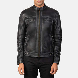 Youngster Reversible Black Biker <b>Jacket</b> Genuine <b>Sheepskin</b> & Cowhide Leather XS Size Coated for Autumn Season ODM Supply - Product Image 4