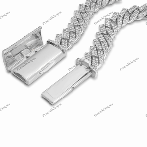 New S925 Sterling Silver Customized Lock Moissanite Diamond Miami Cuban Link Chain Delicate Fancy <b>Men</b> <b>Necklace</b> Wholesale Price - Product Image 2