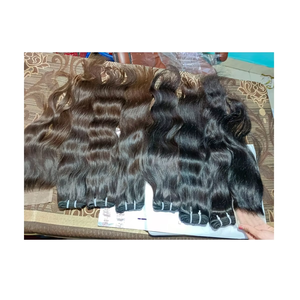 Tissage de cheveux indiens vierges naturels à double tirage Paquets de cheveux bouclés ondulés droits à vague lâche cambodgienne Extensions de cheveux multiples - Product Image 2