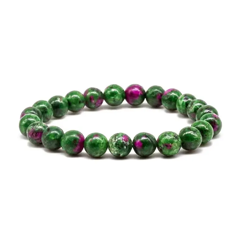 Pulsera de zoisita de Rubí, pulseras de piedras preciosas naturales, cuentas de cristal, pulsera curativa elástica ajustable, joyería hecha a mano, regalos para mujeres