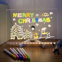 Tableau d'affichage LED avec 7 stylos colorés/support, tableau d'affichage lumineux en acrylique, tableau effaçable à sec, bloc-notes lumineux pour notes de bureau