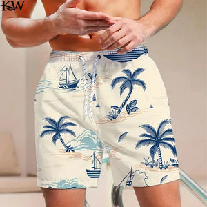 Pantalones cortos retro con estampado de plantas tropicales de Hawái para hombre, pantalones cortos informales de verano para uso diario, pantalones cortos de playa transpirables, tendencia Harajuku, bañadores Y2k - Product Image 1