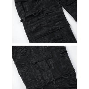 Personalizado Nueva Moda Casual Slim Fit Recubierto Multi-Bolsillo Recto Desgastado Destruido Baggy Doble Capa Cargo Jeans Pantalones Cintura - Product Image 5