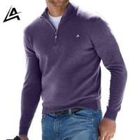 AIFRAN Pull à Capuche Ample Personnalisé avec Demi-Zip pour Homme, Style Rétro Automne Hiver, Tricot Chaud Jeunesse, Brodé par le Fabricant
