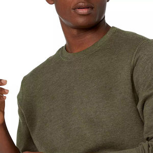 Nuevo jersey de cuello redondo recortado de Color sólido con logotipo personalizado para hombre, sudaderas de lana de invierno con diseño bordado, sudadera en blanco - Product Image 4