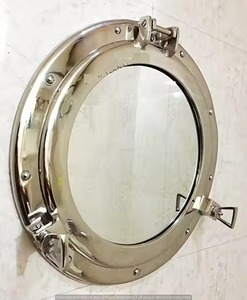 Artesanías HMA, espejo de ojo de buey de latón rústico, arte de pared redondo náutico para casas de inspiración marina o frente a la playa - Product Image 2