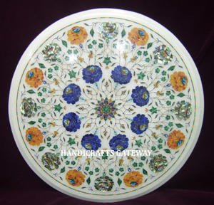 Most Durable Inlay <b>Table</b> Top Beautiful Traditional <b>Round</b> Shape <b>White</b> Marble Inlay <b>Table</b> Top for Buyers in Very Best Price <b>Tables</b> - Product Image 1