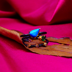 แหวนแฟชั่นสีเงิน925สีเทอร์ควอยซ์ใส่ได้ทุกวันสำหรับปาร์ตี้ - Product Image 4