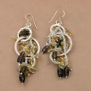 ต่างหูห้อยประดับหยดน้ำชุบทอง ประดับควอตซ์และมุก สำหรับงานแต่งงานและงานปาร์ตี้ของผู้หญิง - Product Image 2