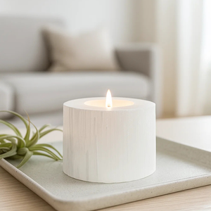 ที่ใส่เทียนชาเซเลไนต์ธรรมชาติ งานแฮนด์เมด คริสตัลหรูหรา ตกแต่งบ้าน ทนความร้อน รับสั่งทำตามแบบ ผู้ผลิตโดยตรง - Product Image 4