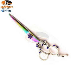 Multicolor Plasma Finish Stainless Steel <b>Left</b>-<b>Handed</b> Barber <b>Scissors</b> Silver Finish Fancy Design Handle Hair Salon Supplies - Product Image 6
