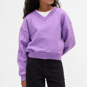 Sweat-shirts à col en V personnalisés de haute qualité à prix avantageux pour filles, collection spéciale d'hiver, sweat-shirts et sweats à capuche tendance OEM - Product Image 2