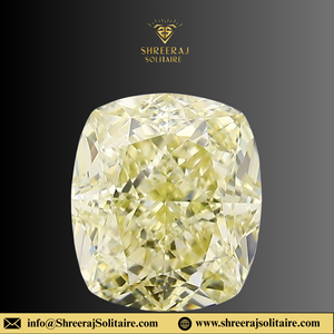 เพชรแท้ทรงคุชชั่น น้ำหนัก 1.00 กะรัต สีเหลืองอ่อนแฟนซี ความสะอาดระดับ VVS-VS สำหรับตัวเรือนแบบโซลิทาร์  ได้รับการรับรองจาก SHREERAJ SOLITAIRE - Product Image 2