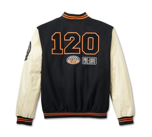 New Arrival of 2026 Fashion <b>Wool</b> Body and <b>Gold</b> Leather Sleeve Custom Varsity Jacket Men - Product Image 2