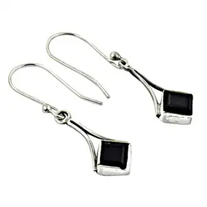 "Rose Gold Plated 925 <b>Silver</b> Black Onyx <b>Drop</b> <b>Earrings</b> for Women-Trendy & Daily Wear" - Product Image 1